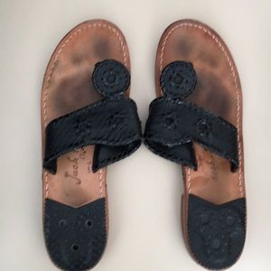 Black Leather Jack Rogers Sandals